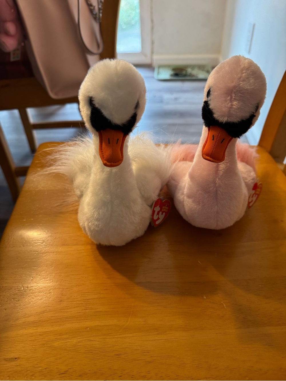 Ty Plush Swan Pair in White and Pink - odette and Gracie